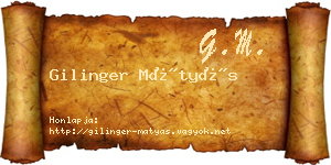 Gilinger Mátyás névjegykártya